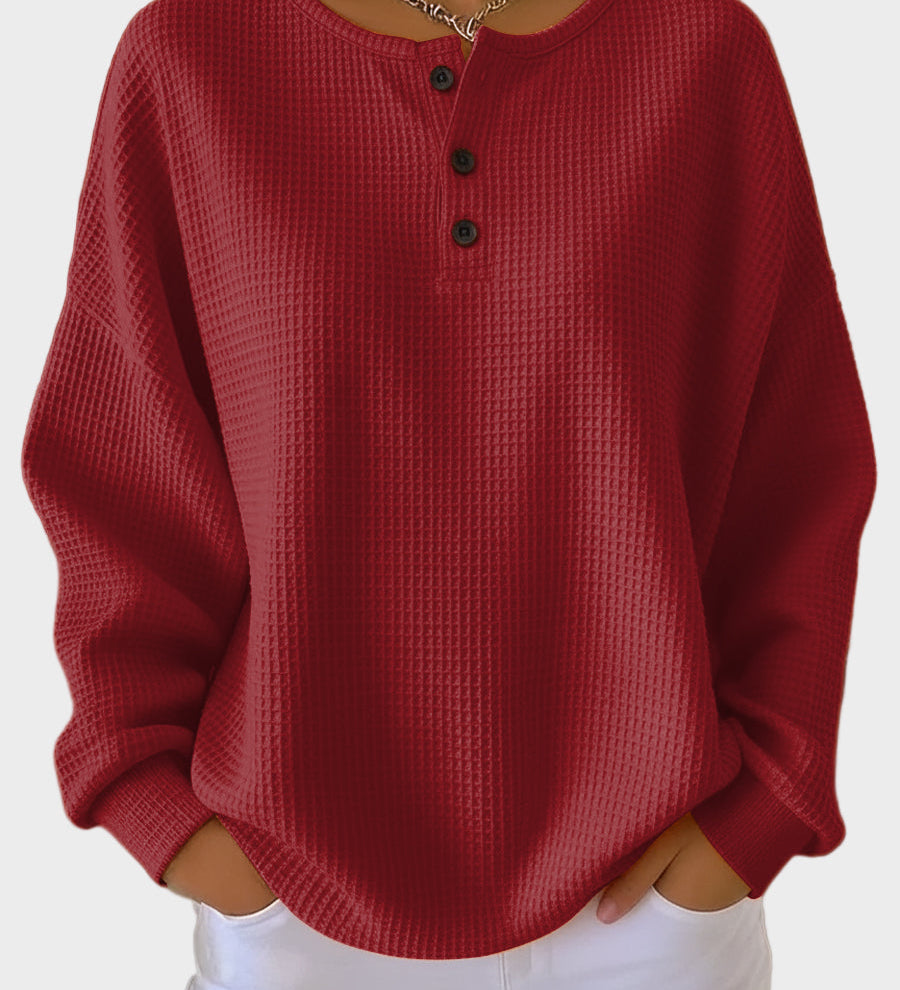 Anne - Μπλούζα Henley από ύφανση waffle