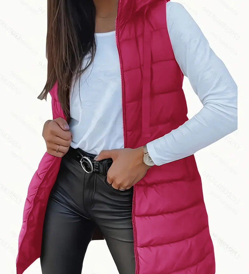 Raquel - Casual long sleeveless hooded vest