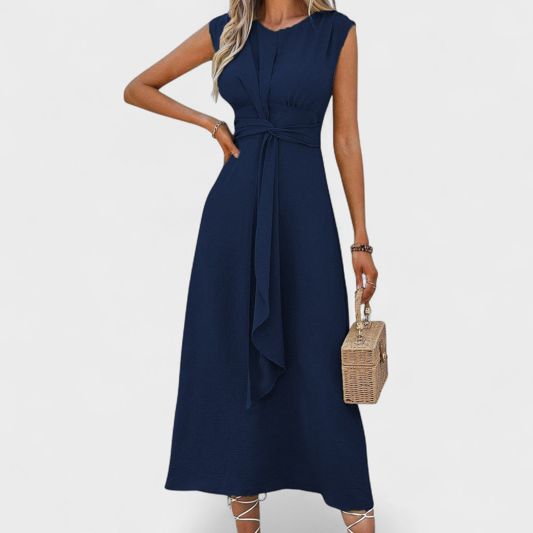 Angela Elegant Sleeveless Round-Neck Maxi Dress