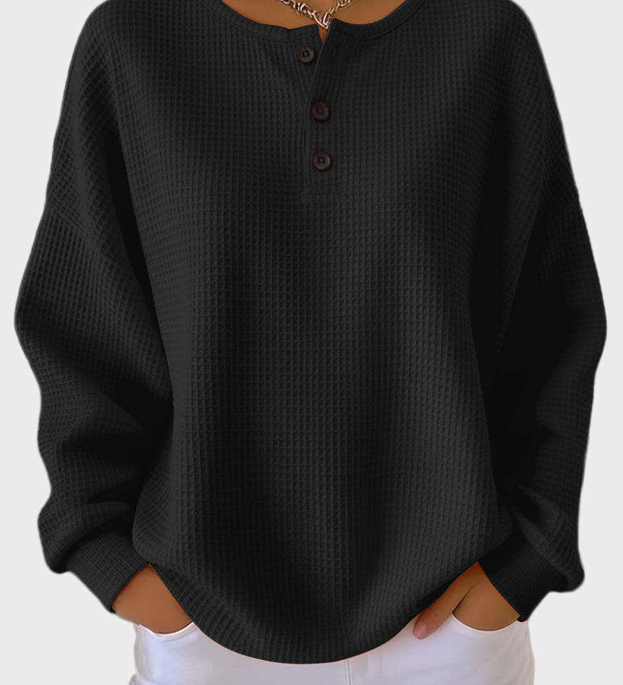 Anne - Μπλούζα Henley από ύφανση waffle
