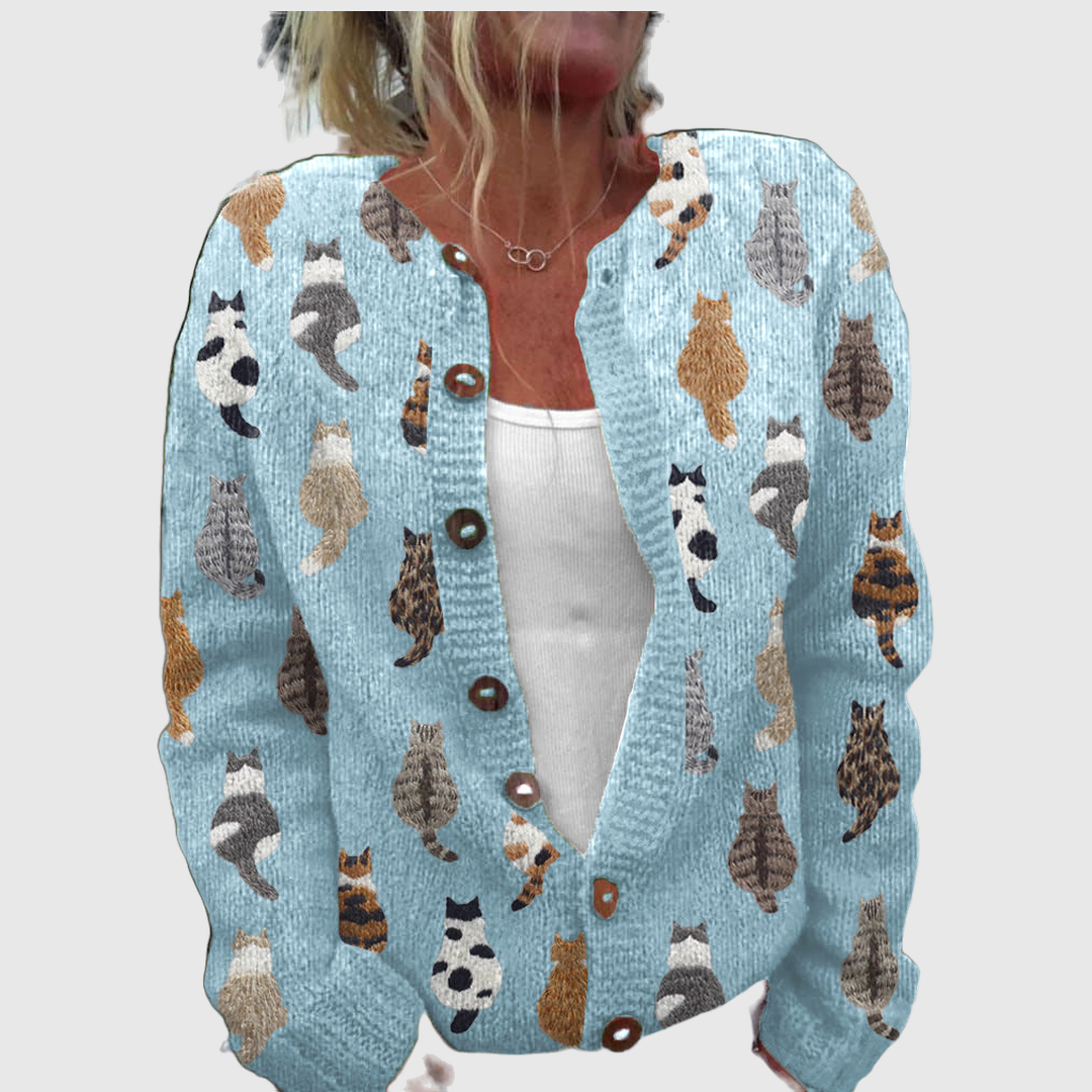 Charlotte™ - Cat print cardigan
