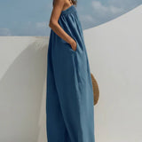 Denim jumpsuit with wide-leg trousers | Christina