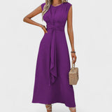 Angela Elegant Sleeveless Round-Neck Maxi Dress