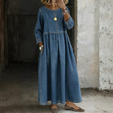 Hero Round Collar Denim Dress