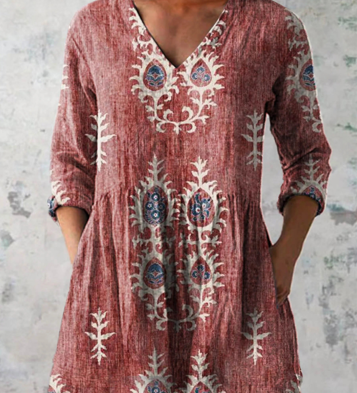 Elise Long-Sleeve V-Neck Blouse
