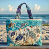 Frankie Turtles on the Beach Quilted Tote Bag
