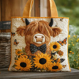Klara - Scottish Highland Cattle with Sunflowers and Butterflies
