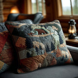 Rustic Bear Quilted Cushion Cover