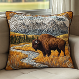 Bison in the Path Quilted Cushion Cover