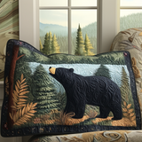 Black Bear Among the Pines Quilted Cushion Cover