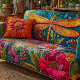 Blossom Symphony Dragonfly | Quilted Sofa Cover