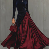 Lyra Long Two-Tone Dress