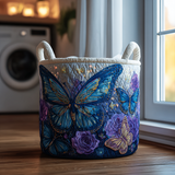 Quilted laundry basket – butterflies and flowers