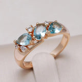 Elegant Blue Vintage Zircon Gold Ring
