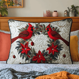 Red Cardinals Quilted Cushion Cover