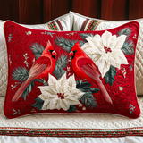 Red Cardinal Quilted Cushion Cover
