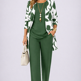 Brenda Green & White Three-Piece Set