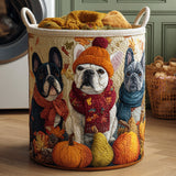 Bulldog Quilted Laundry Basket – Design 0019