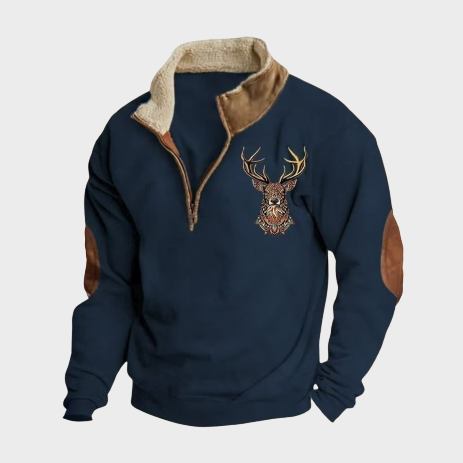 Laurence men's deer-motif half-zip sweatshirt at Anne London, catalogue view 5
