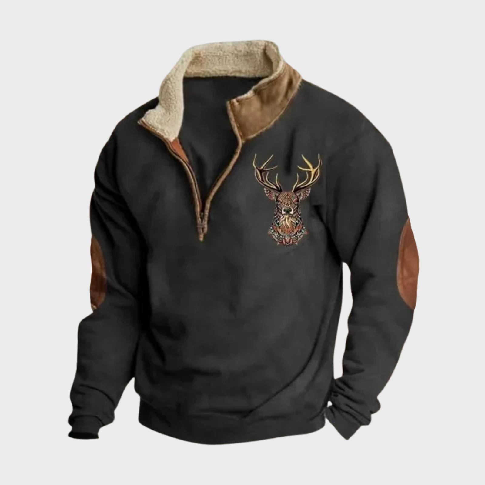 Laurence men's deer-motif half-zip sweatshirt at Anne London, catalogue view 2