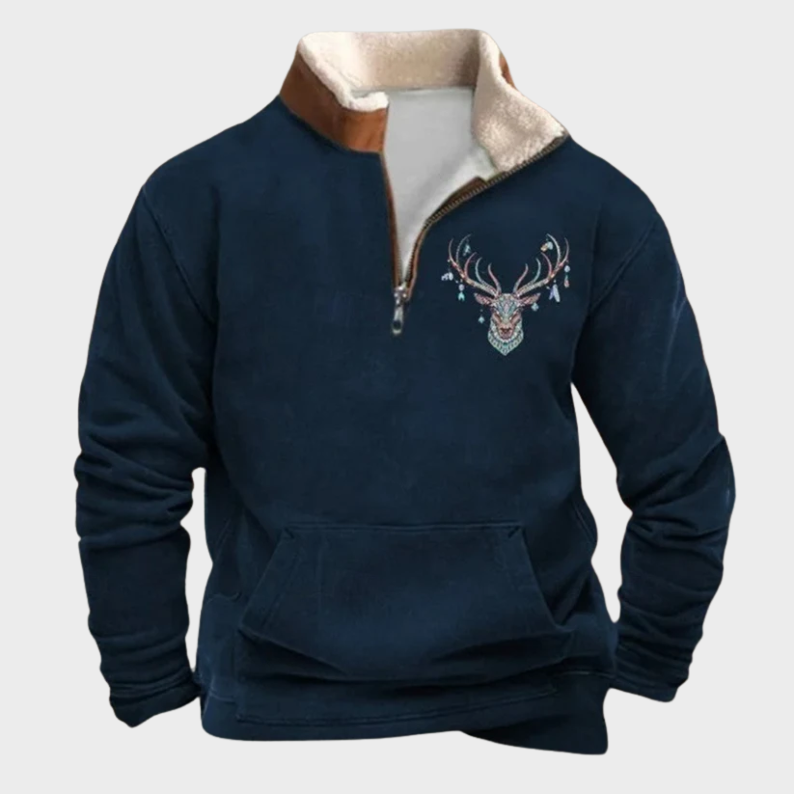 Peter men's deer-motif half-zip sweatshirt at Anne London, catalogue view 2