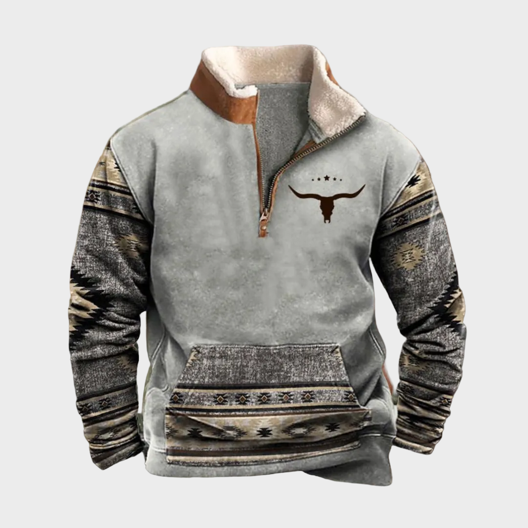 Daniel men's grey patterned half-zip sweatshirt at Anne London, catalogue view 1