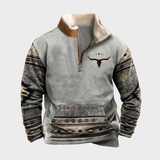 Daniel | Grey Patterned Half-Zip Sweatshirt