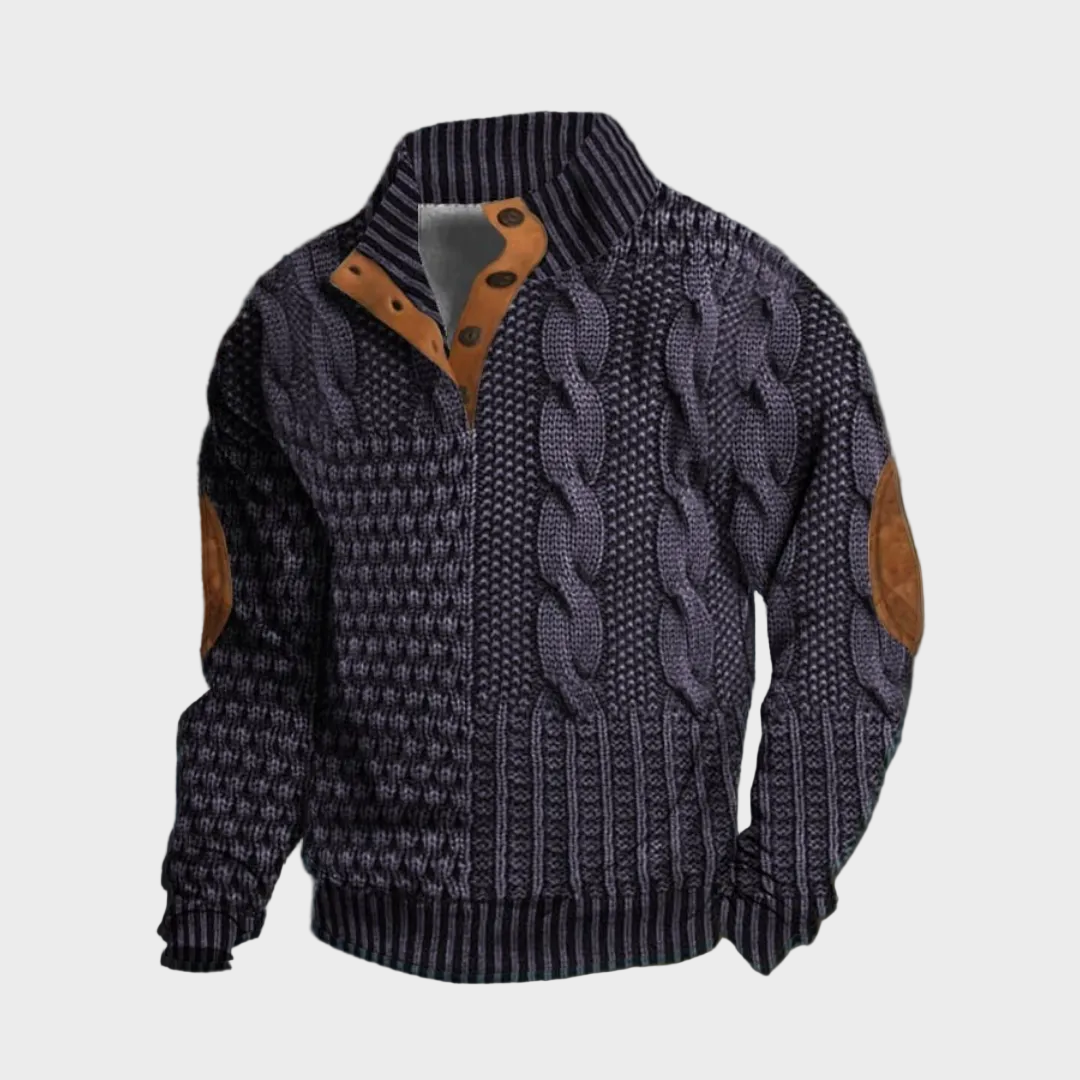 Elliot men's cable-knit high-collar jumper at Anne London, catalogue view 2