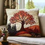 Fire-Lit Tree Quilted Cushion Cover