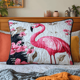 Floral Flamingo Quilted Cushion Cover