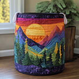 Quilted laundry basket – mountain landscape
