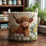 Quilted laundry basket – Highland cow