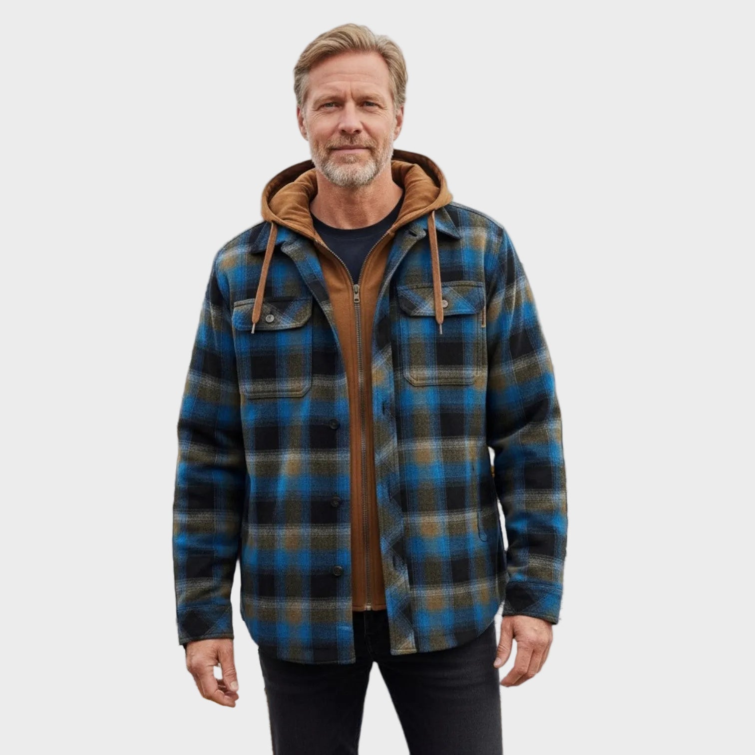 Oliver men's checked hooded zip jacket at Anne London, catalogue view 1