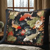 Elegant Japanese Carp Quilted Cushion Cover
