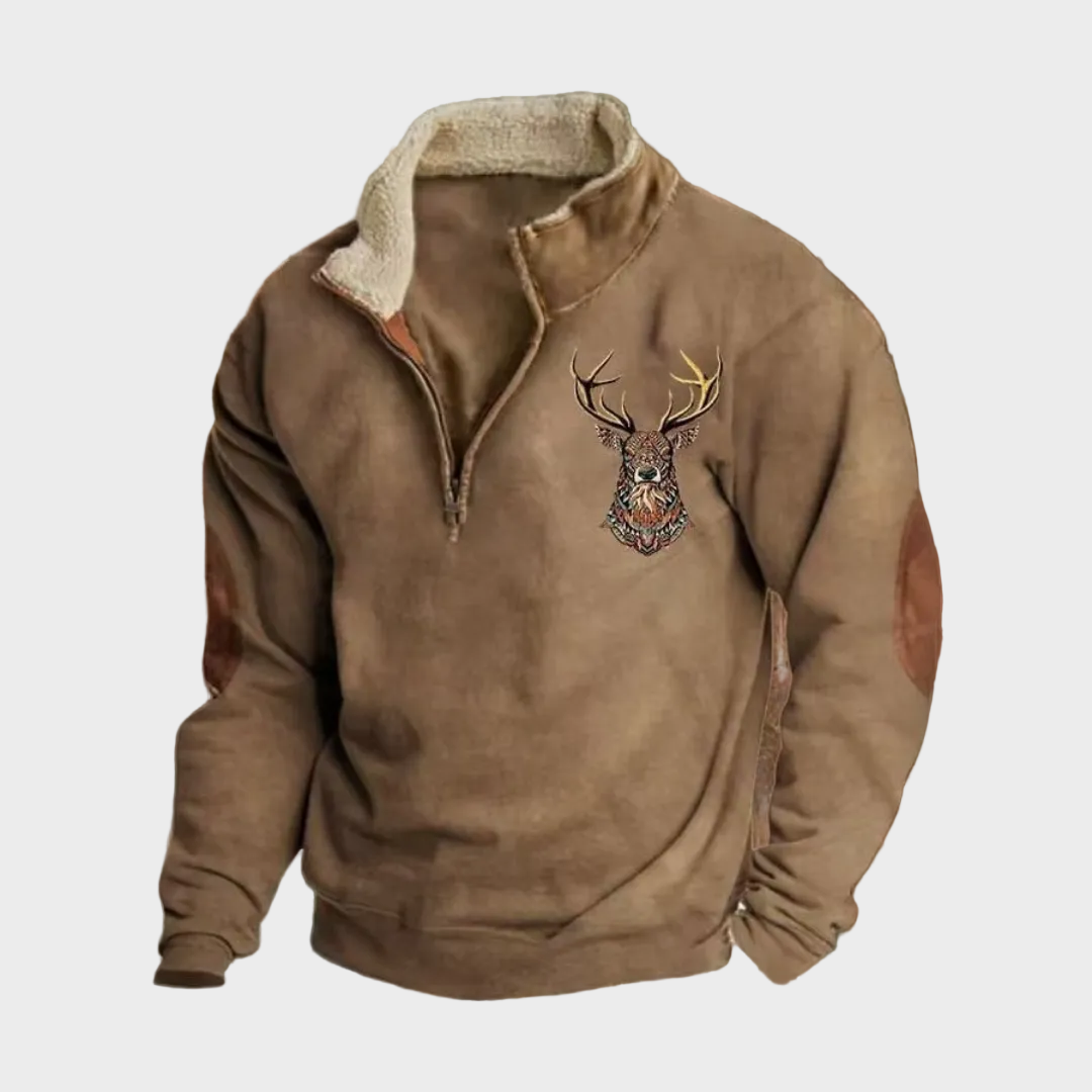 Laurence men's deer-motif half-zip sweatshirt at Anne London, catalogue view 1