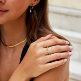 Peace Crystal Gold-Tone Vine Ring