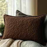 Earth Brown Quilted Cushion Cover