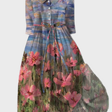 Maxi Dress with an Impressionist Print