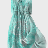 Turquoise Dress with a Sea Pattern
