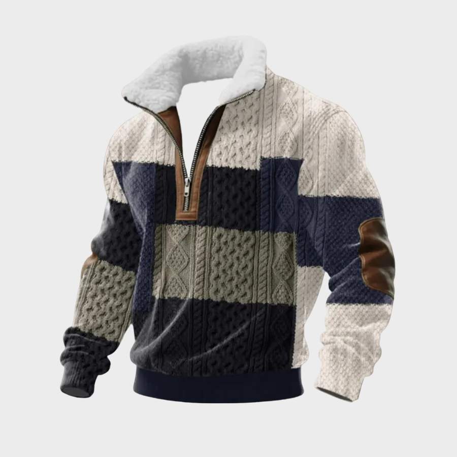Marcus men's contrast-yoke half-zip jumper at Anne London, catalogue view 10
