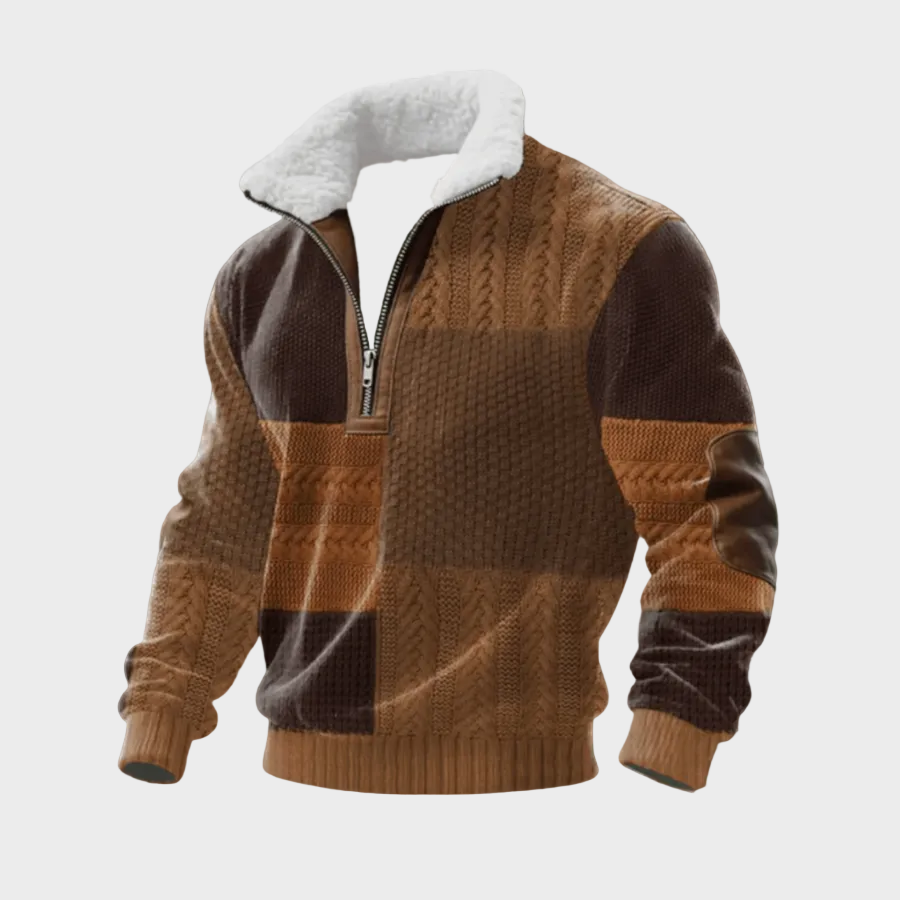 Marcus men's contrast-yoke half-zip jumper at Anne London, catalogue view 11
