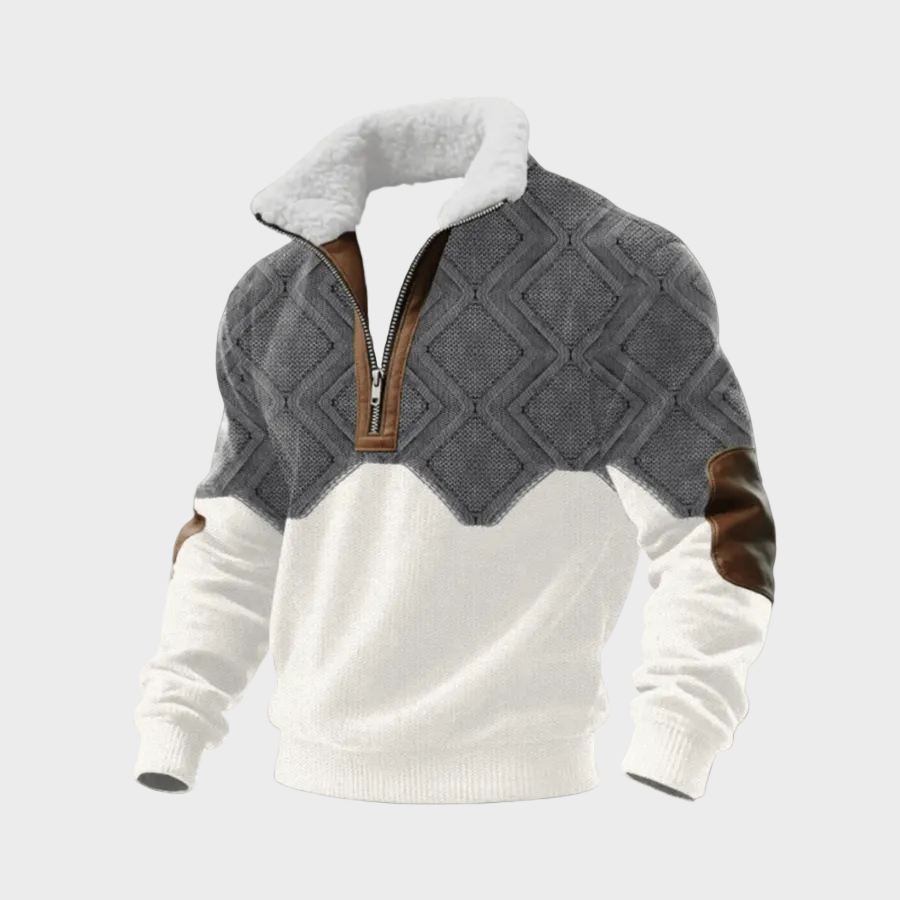 Marcus men's contrast-yoke half-zip jumper at Anne London, catalogue view 1