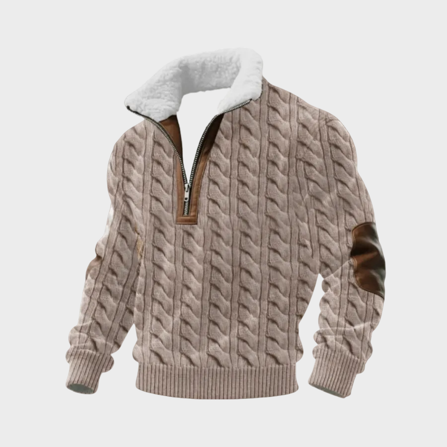 Marcus men's contrast-yoke half-zip jumper at Anne London, catalogue view 3