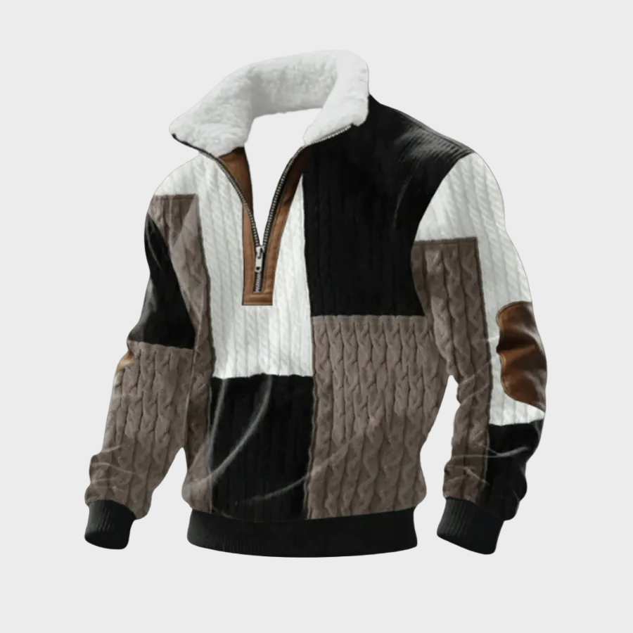 Marcus men's contrast-yoke half-zip jumper at Anne London, catalogue view 7