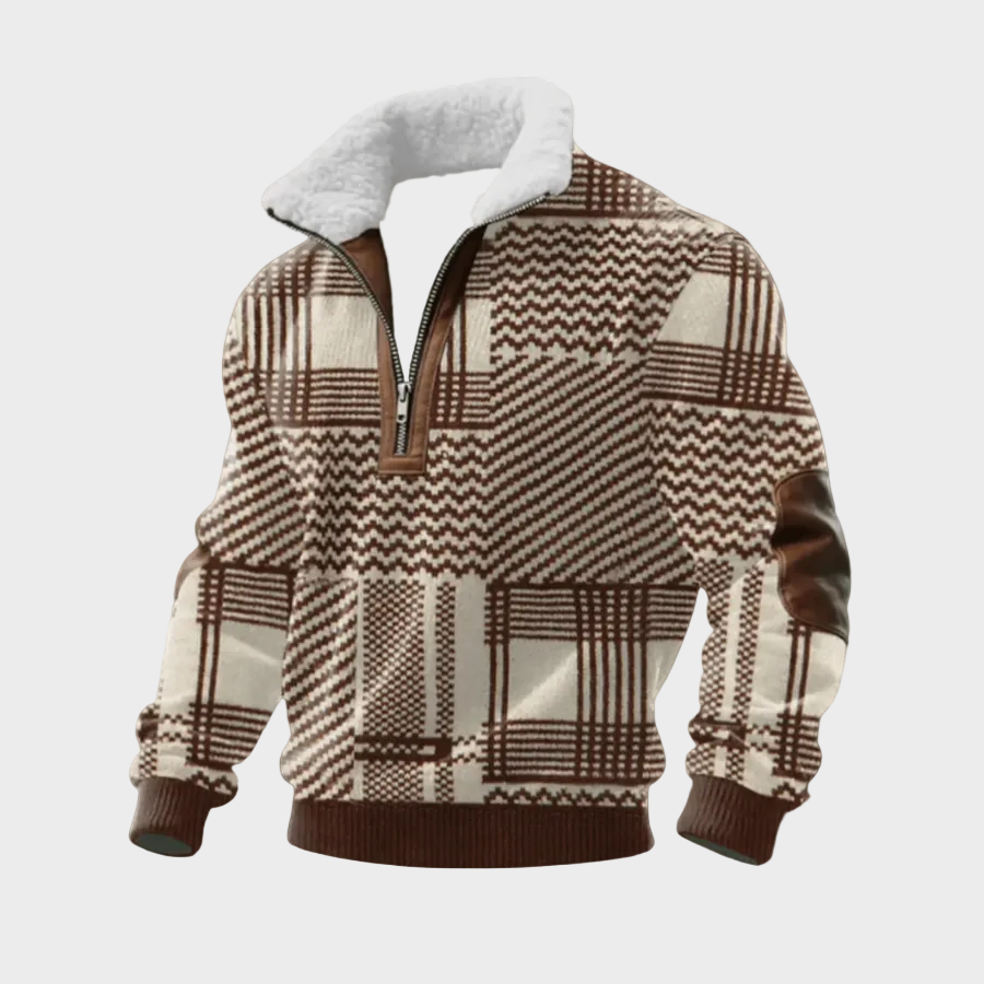 Marcus men's contrast-yoke half-zip jumper at Anne London, catalogue view 8