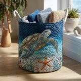 Quilted laundry basket – sea turtles – NCU0QN005