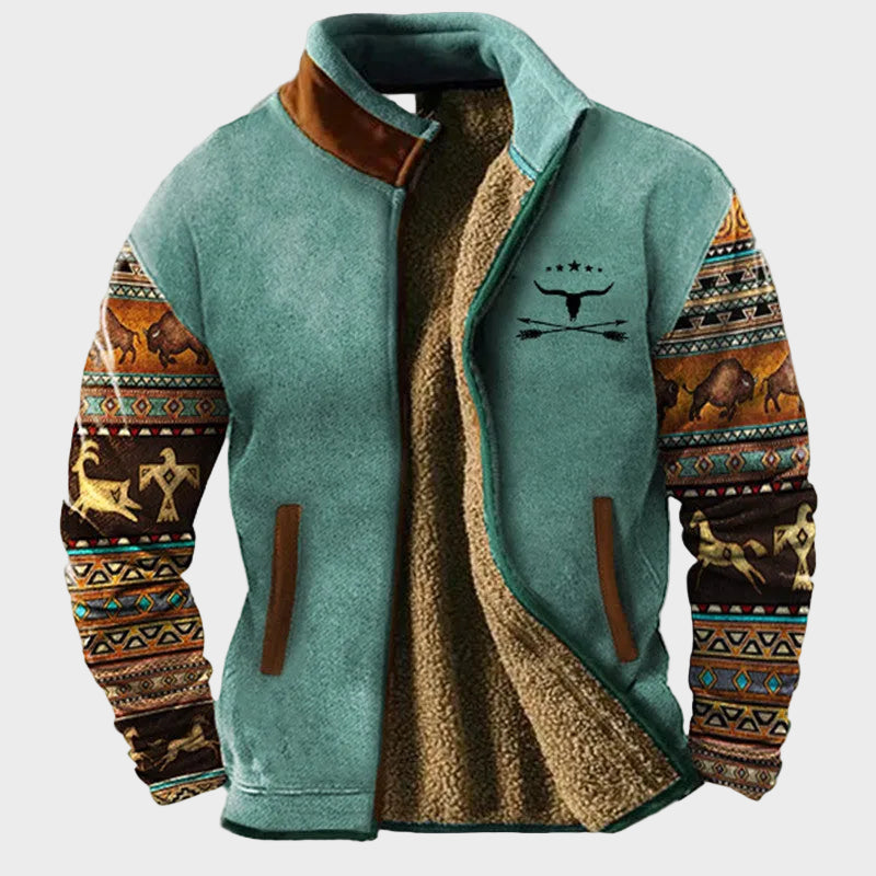 Matthew men's pattern-sleeve fleece jacket at Anne London, catalogue view 3