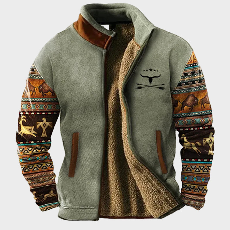 Matthew men's pattern-sleeve fleece jacket at Anne London, catalogue view 4