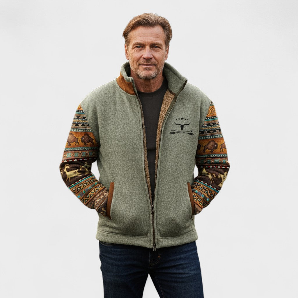 Matthew men's pattern-sleeve fleece jacket at Anne London, catalogue view 5