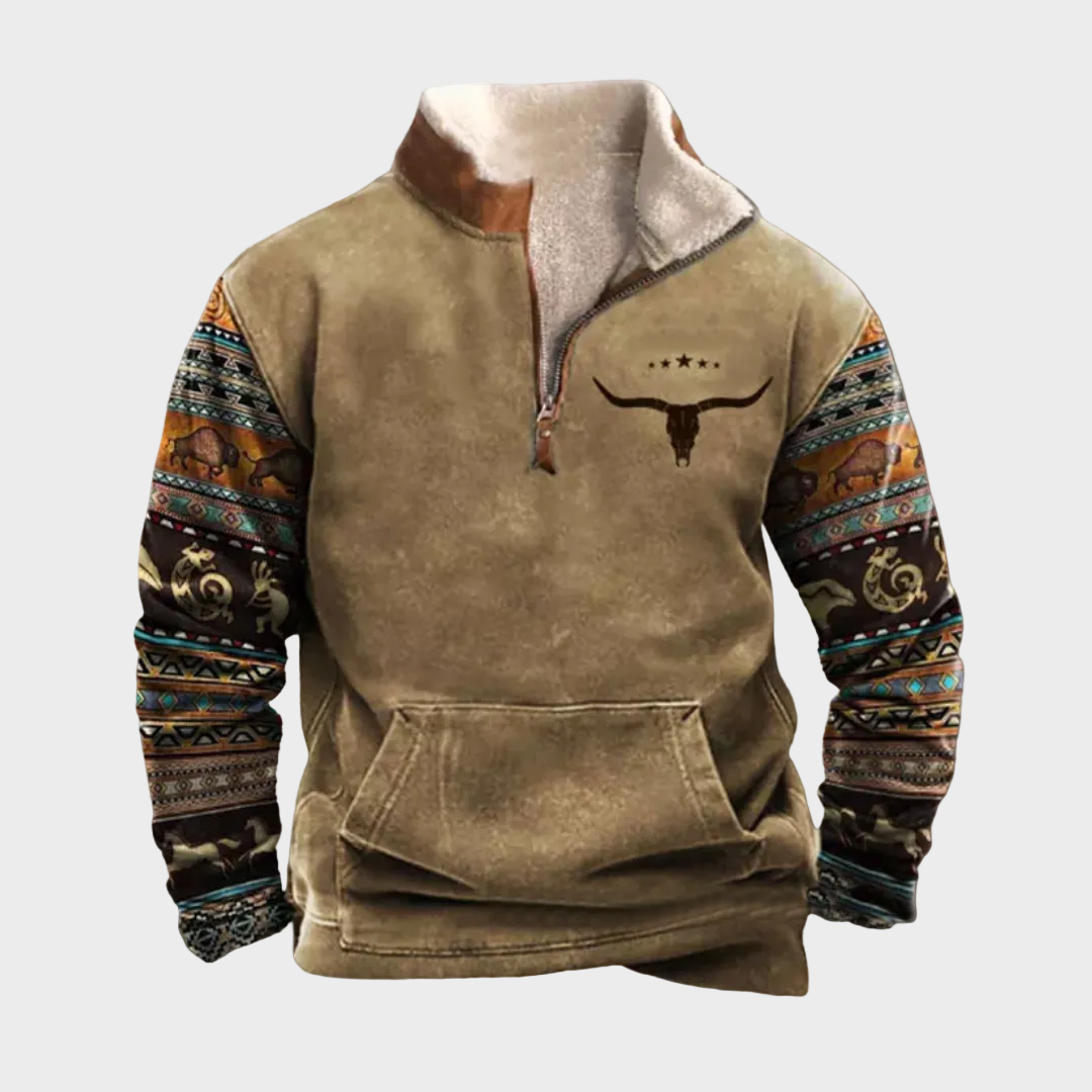Martin men's pattern-sleeve half-zip sweatshirt at Anne London, catalogue view 2